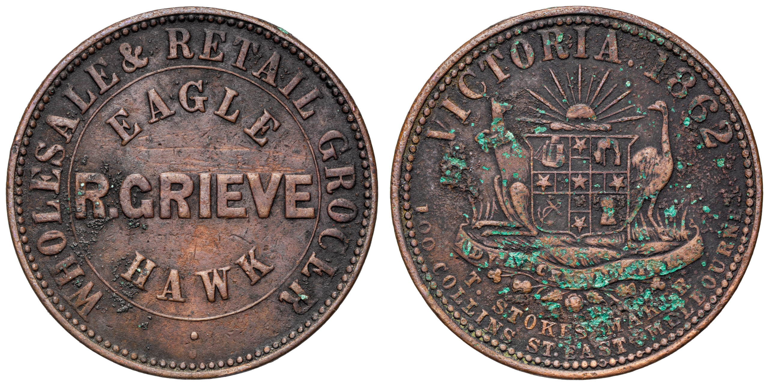 A.87 - Grieve, R, Eaglehawk, Victoria, Penny, 1862, F