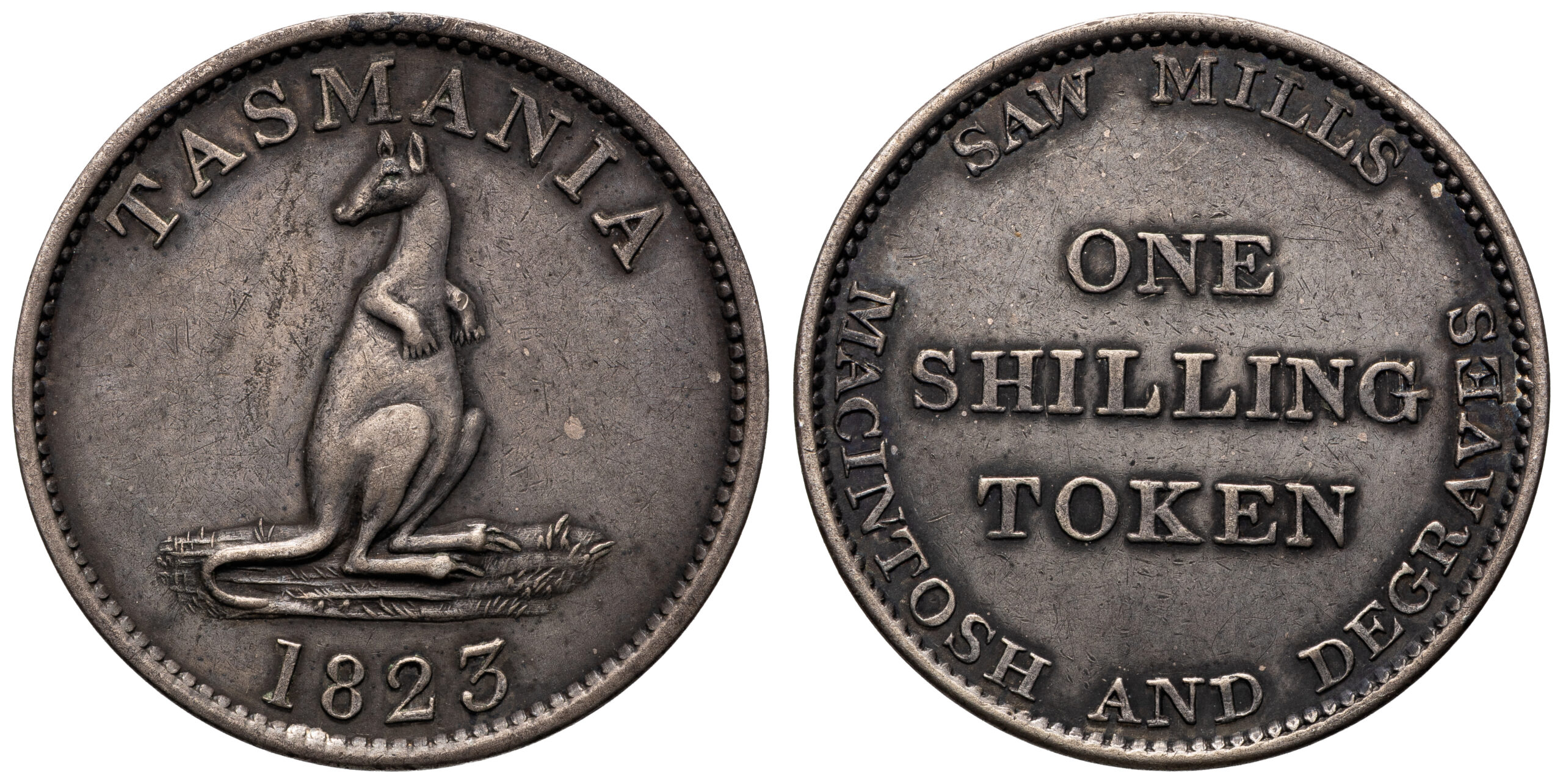 A.680 - Macintosh & Degraves, Hobart, Tasmania, Shilling, 1823 , aEF