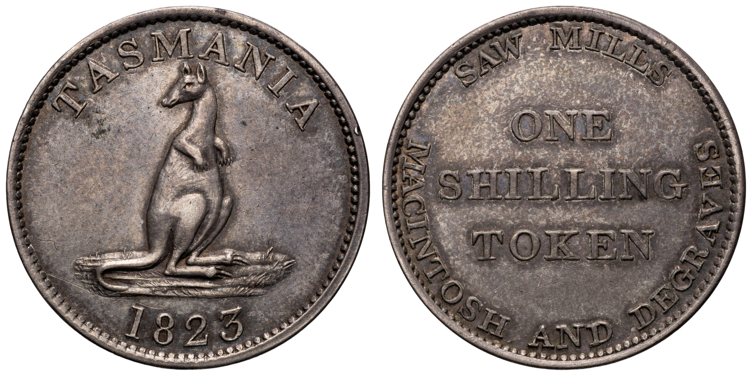 A.680 - Macintosh & Degraves, Hobart, Tasmania, Shilling, 1823 , aEF