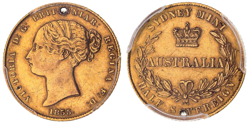 Victoria, Half Sovereign, 1855, PCGS AU Details